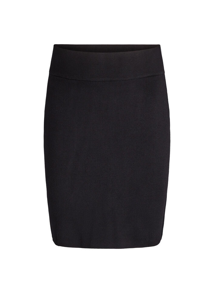 Jupe courte en maille avec une large ceinture, Noir, Packshot image number 0