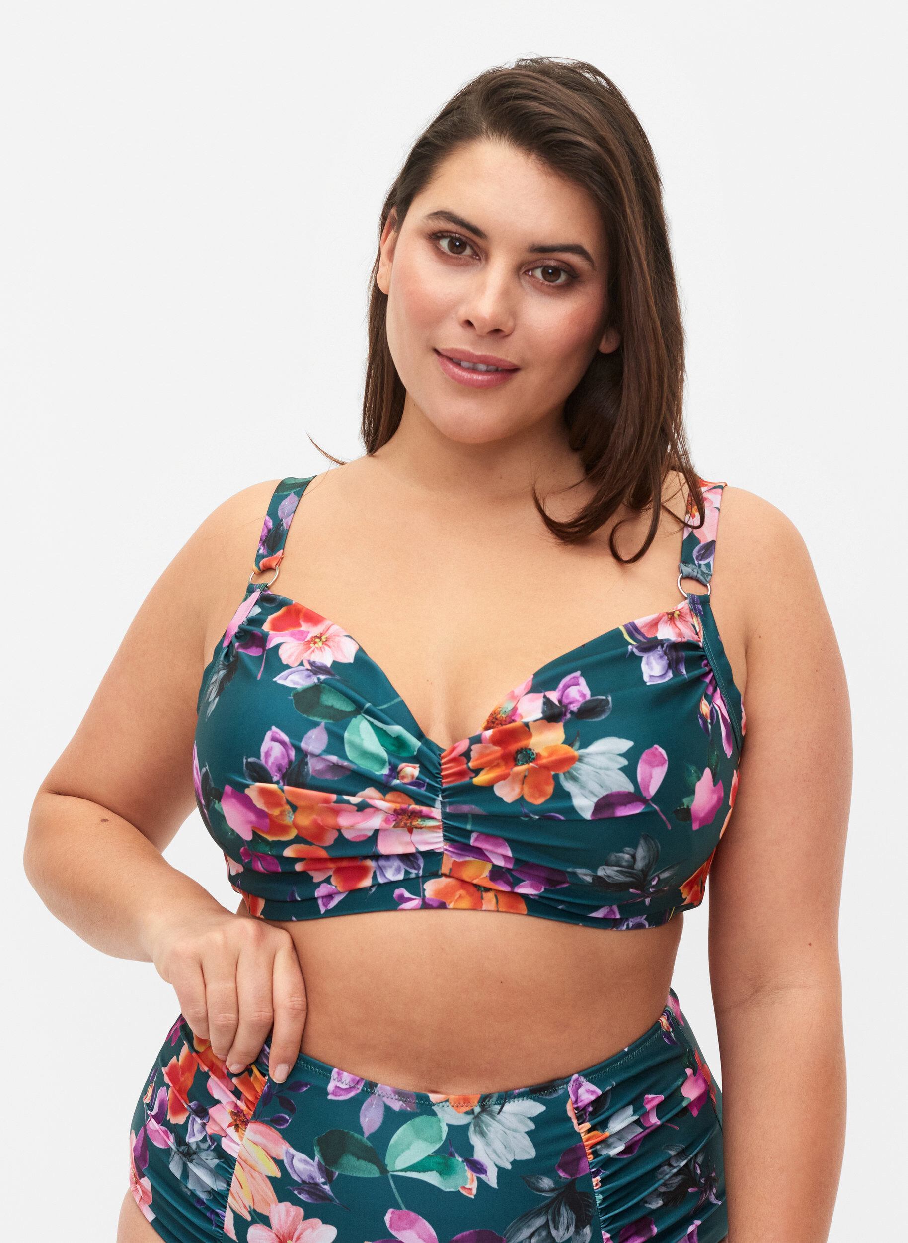 Zizzi Bedruckter Bikini BH mit B&uuml;gel, Meave Print, Model image number 0