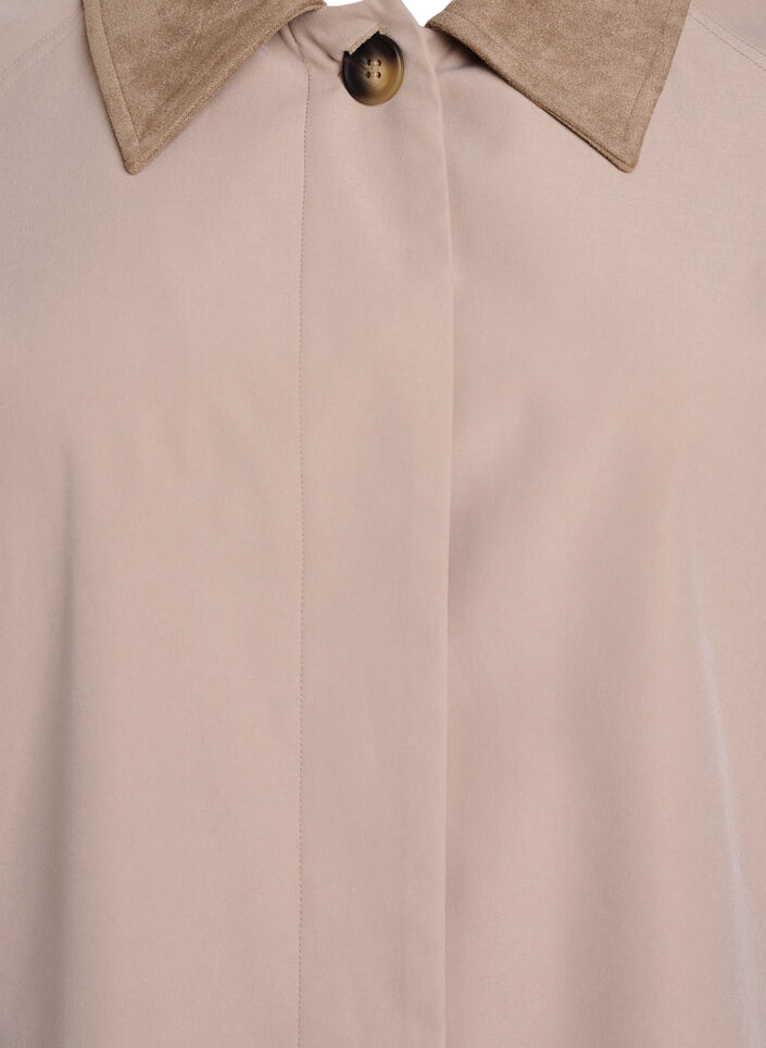 Fr&uuml;hlingsjacke mit Kragen aus Wildlederimitat und verdeckter Knopfleiste, Beige, Packshot image number 2