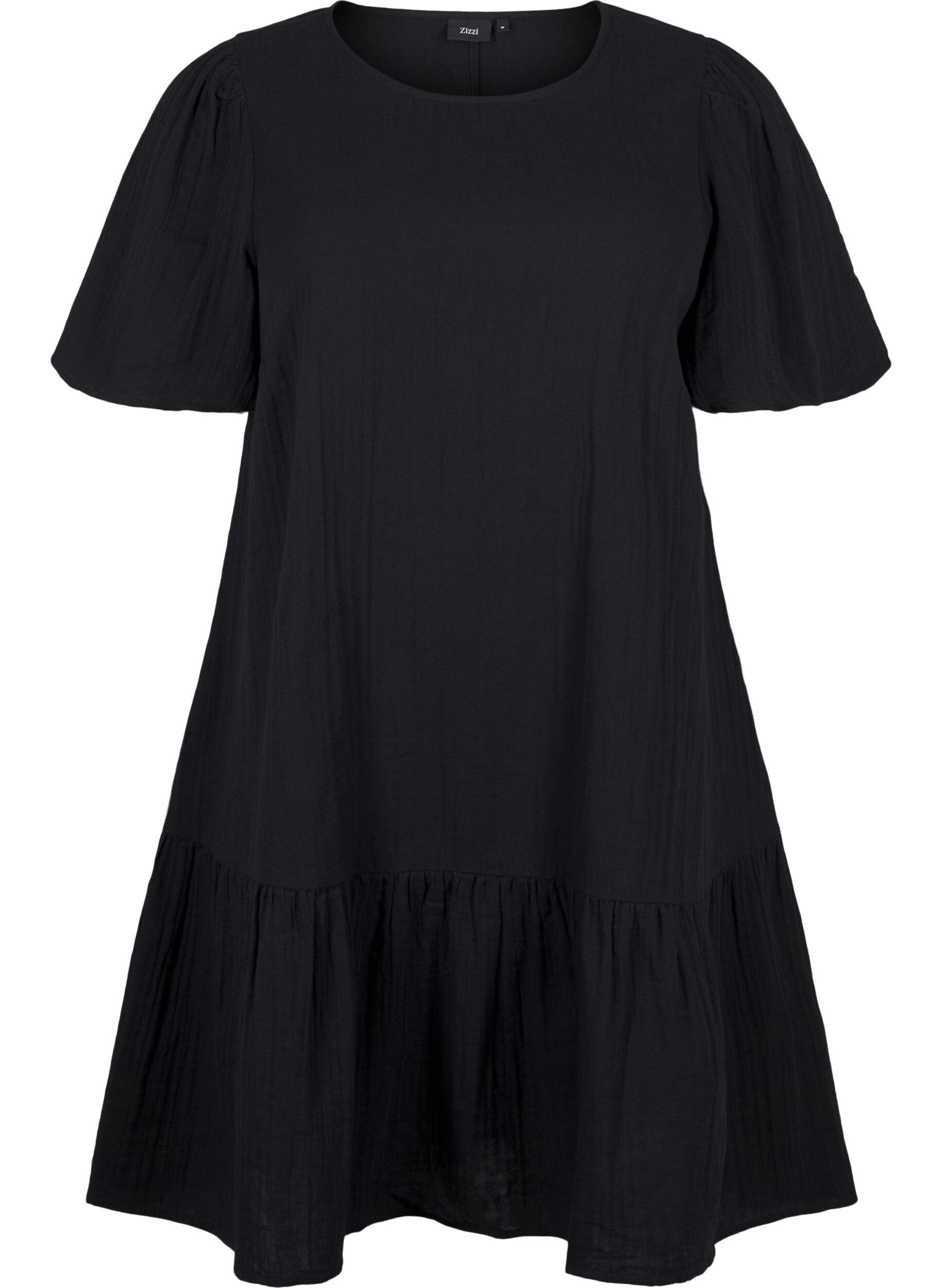 ZizziRobe &agrave; manches courtes en coton &agrave; une coupe &eacute;vas&eacute;e, Noir, Packshot image number 0