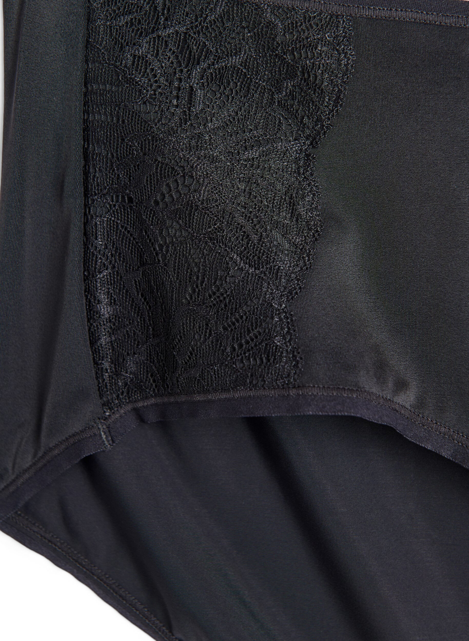 Zizzi Pack de 2 culottes avec taille r&eacute;guli&egrave;re, Noir, Packshot image number 3