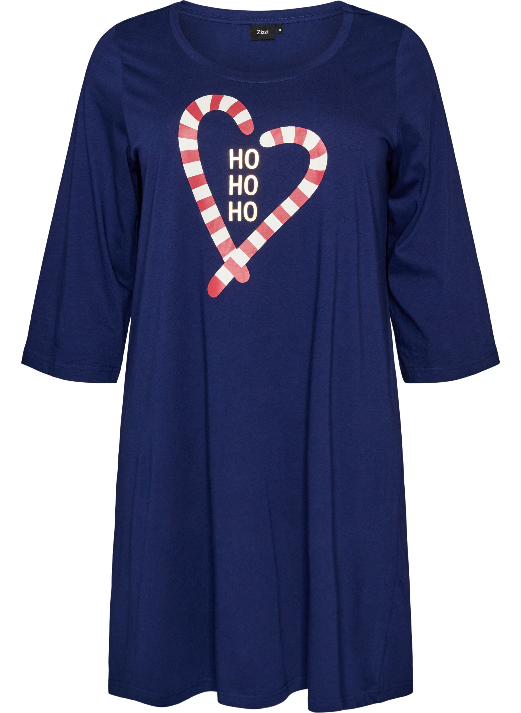 ZizziNachthemd aus Bio-Baumwolle mit Weihnachtsmotiv, Blau, Packshot image number 0