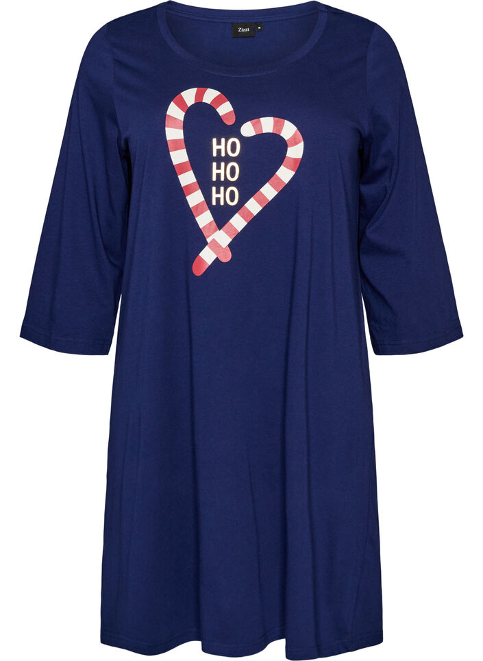 Nachthemd aus Bio-Baumwolle mit Weihnachtsmotiv, Blau, Packshot image number 0