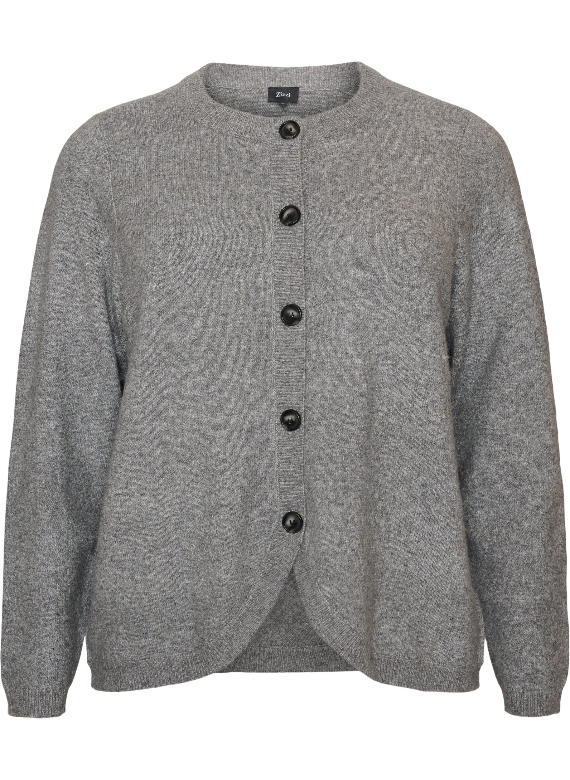 ZizziCardigan avec boutons et devant arrondi, Gris, Packshot image number 0