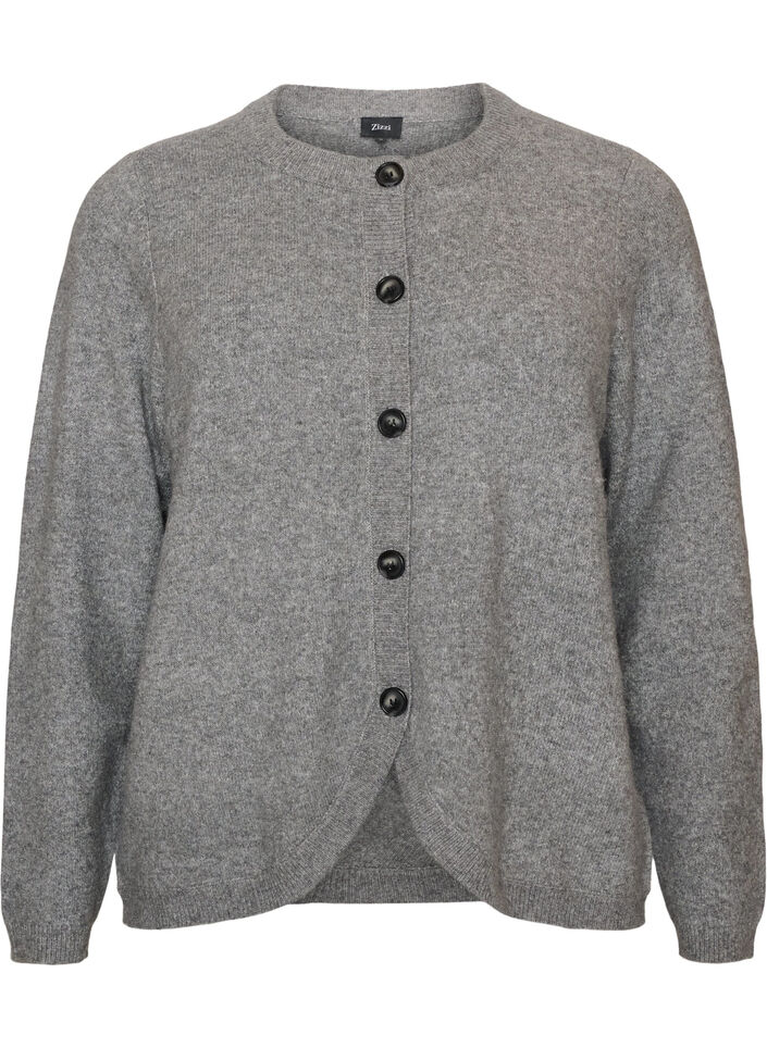 Cardigan avec boutons et devant arrondi, Gris, Packshot image number 0