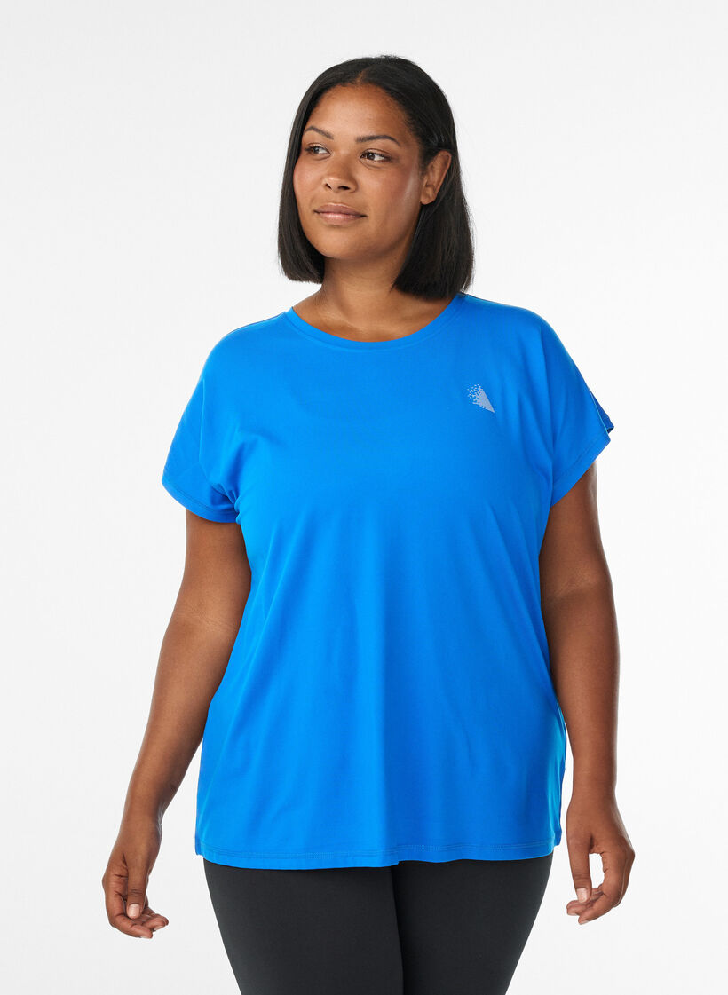 T-shirt de sport couleur unie, Bleu intense, Model image number 0