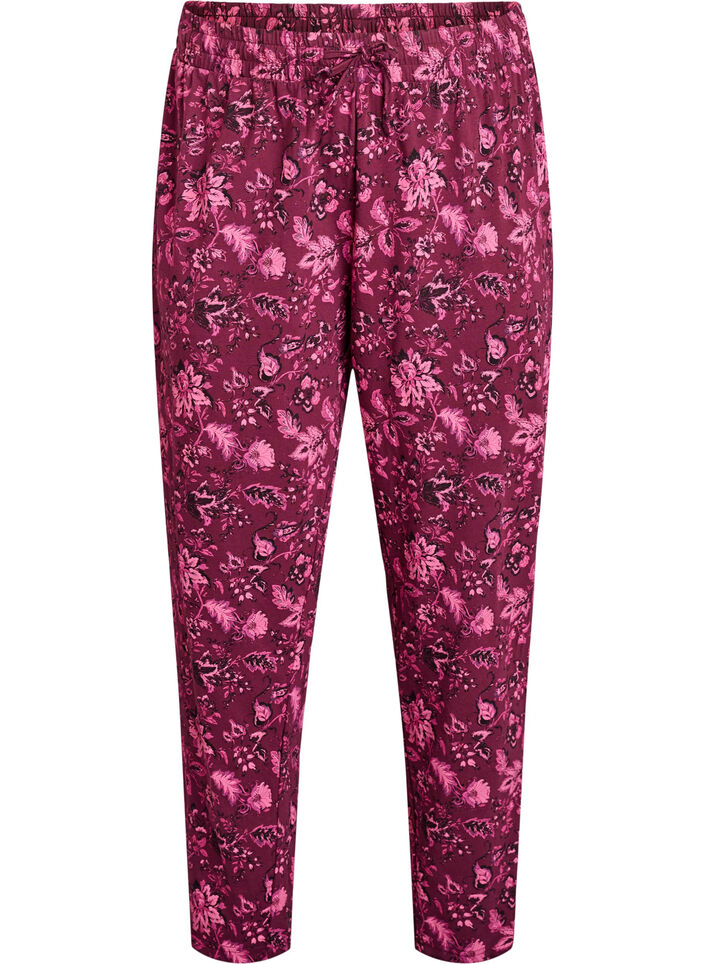 Cotton Pyjamas Hose mit Druck, Dunkles Bordeaux, Packshot image number 0