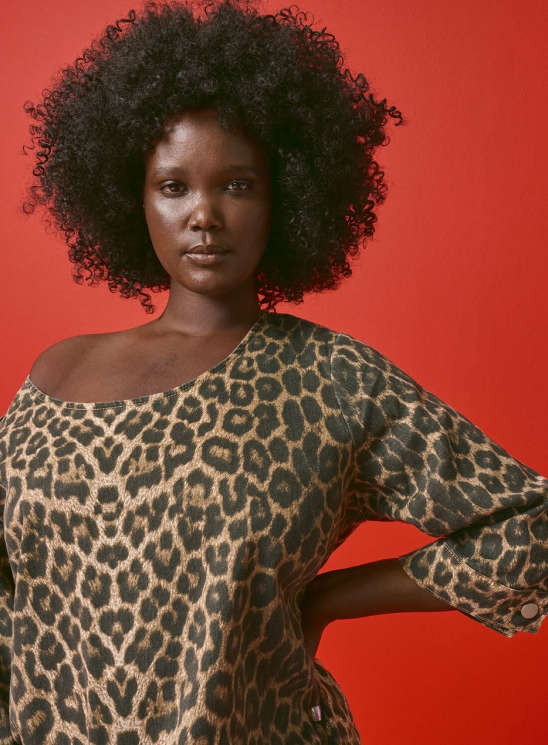 Zizzi Robe en jean avec imprim&eacute; l&eacute;opard, , Model