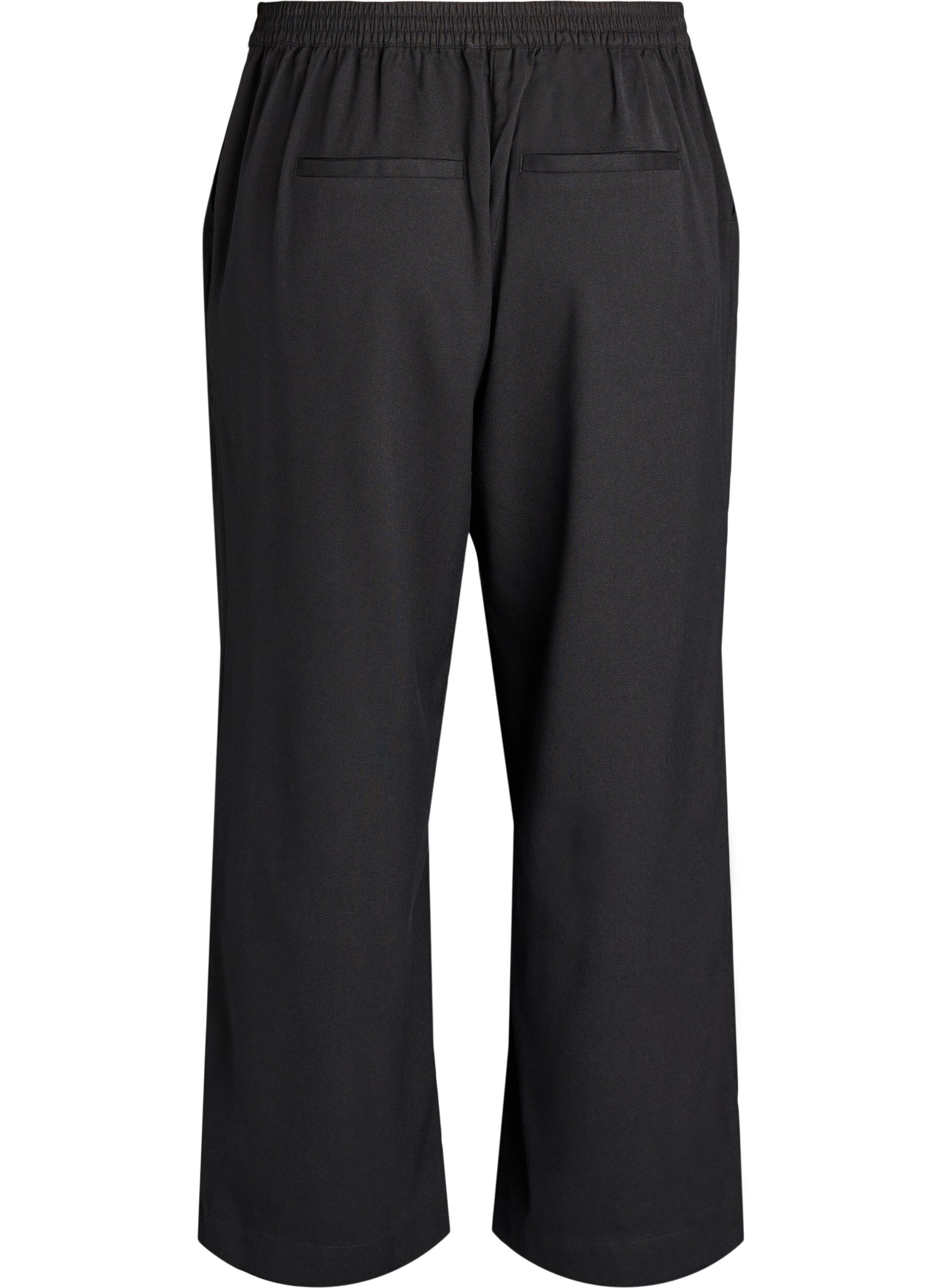 Zizzi Pantalon large taille haute, Noir, Packshot image number 1