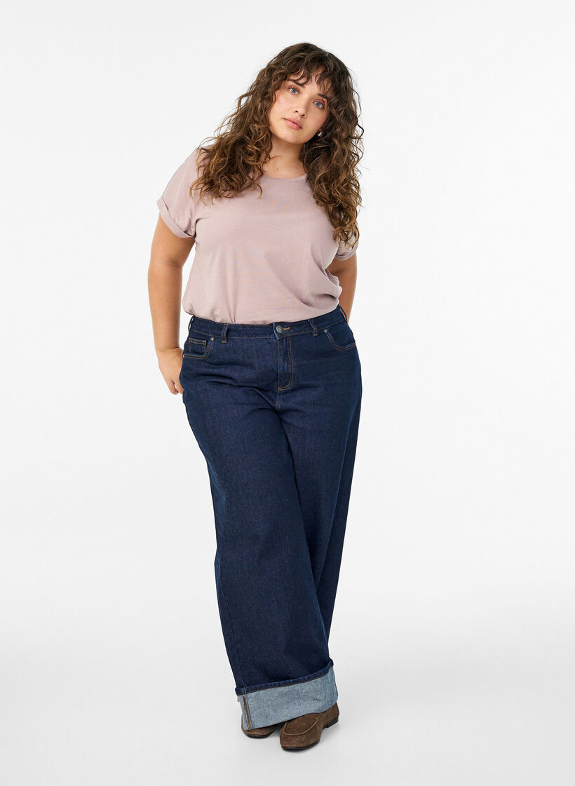 T-shirt à manches courtes en mélange de coton, Rose poudrée, Model image number 1