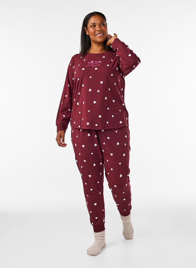 Bas de pyjama imprim&eacute;, Bordeaux, Model image number 0