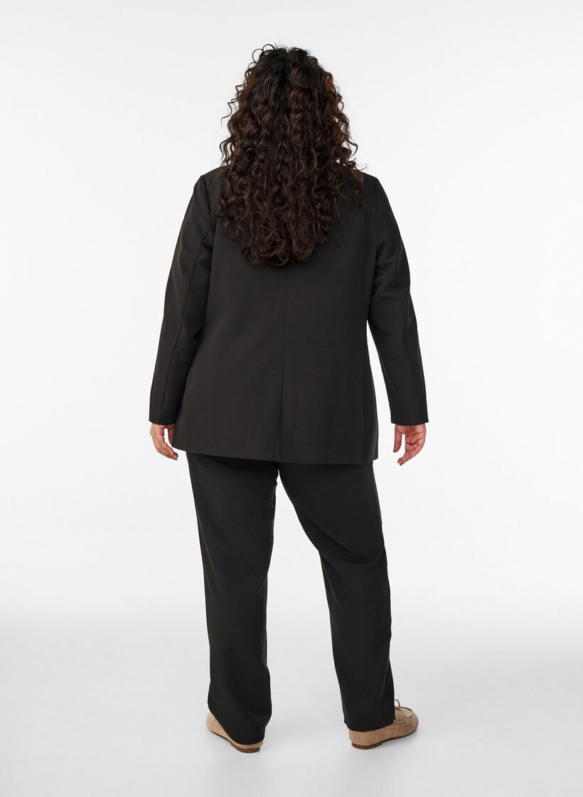 Hose mit Taschen und geraden Beinen, Schwarz, Model image number 1
