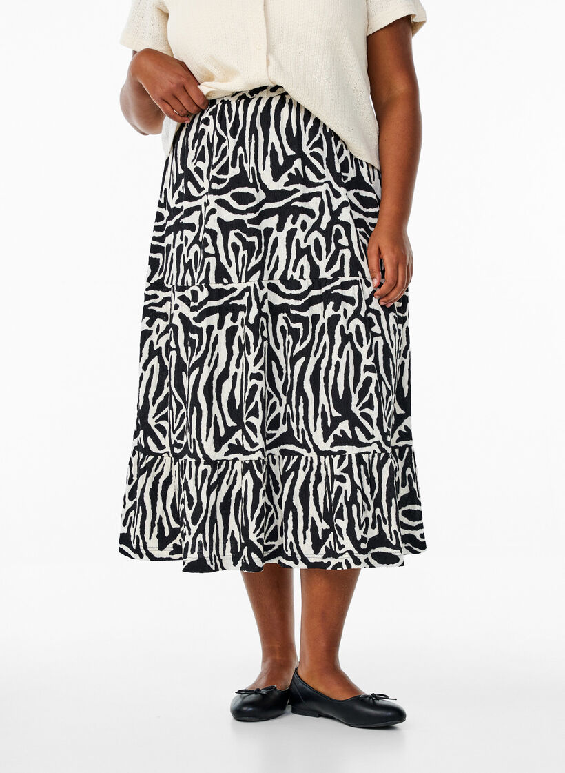 Langer Rock mit Zebraprint, Black w. White Zebra, Model image number 2
