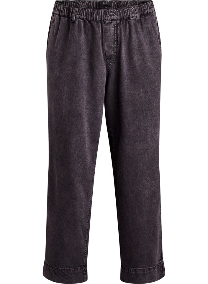 Jean large avec taille élastiquée, Gris, Packshot image number 0