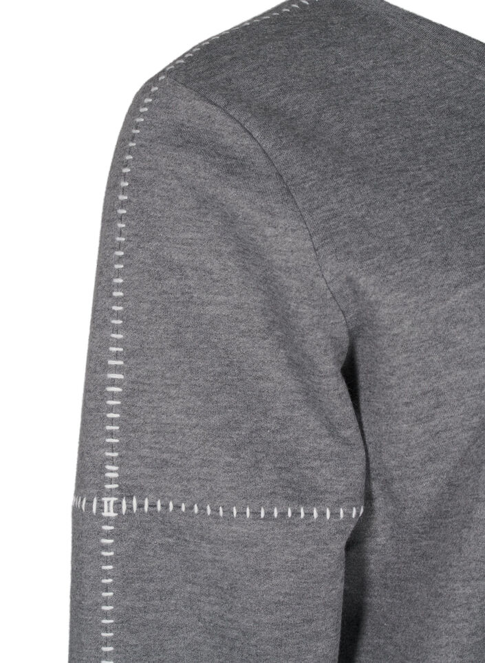Sweat-shirt avec coutures contrastées, Medium Grey Mél, Packshot image number 3