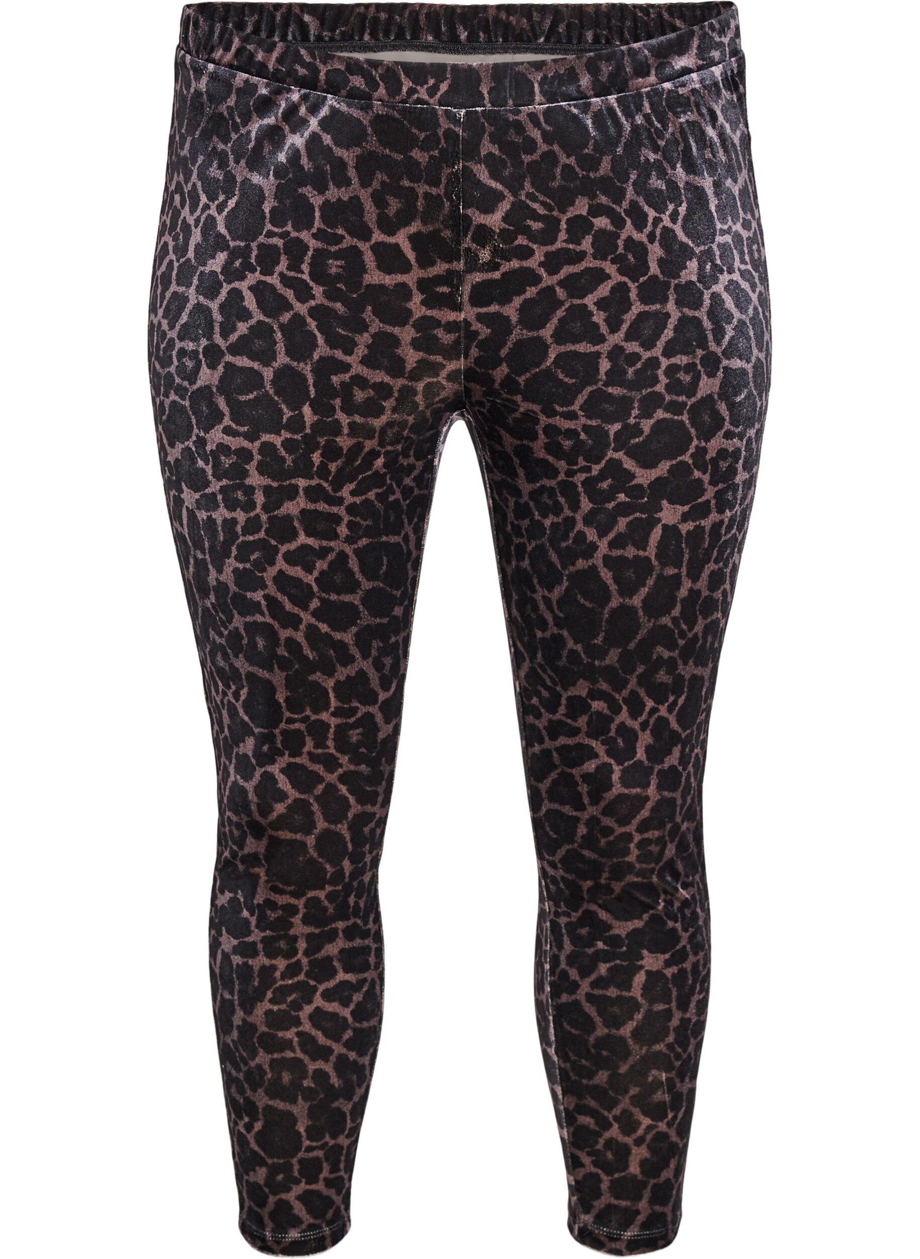 Legging en velours &agrave; motif l&eacute;opard