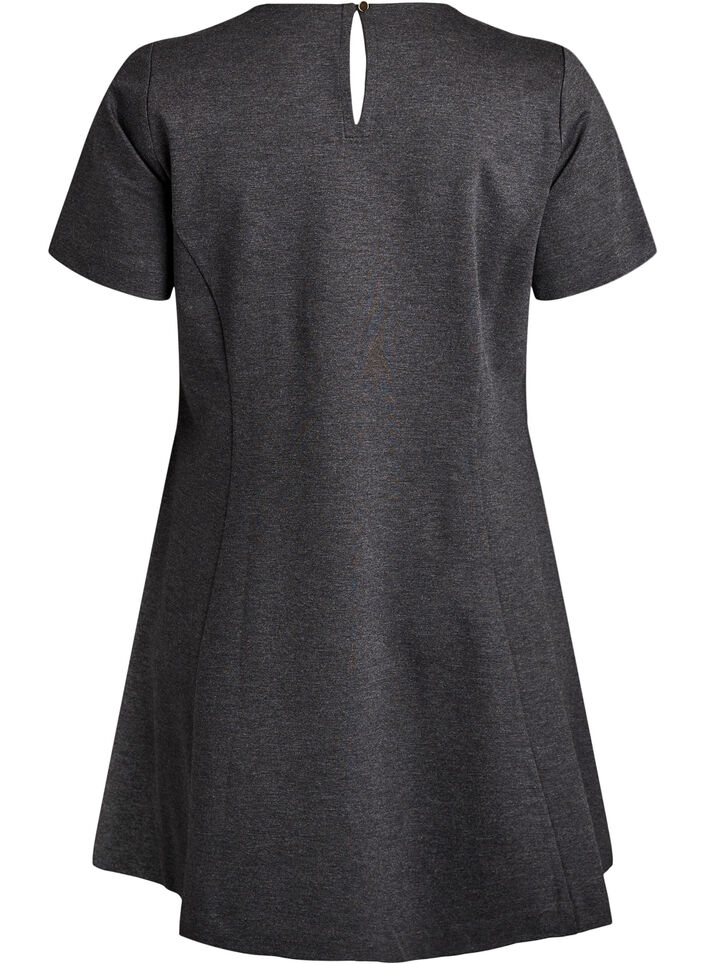 Robe courte &eacute;vas&eacute;e en jersey, Gris anthracite, Packshot image number 1