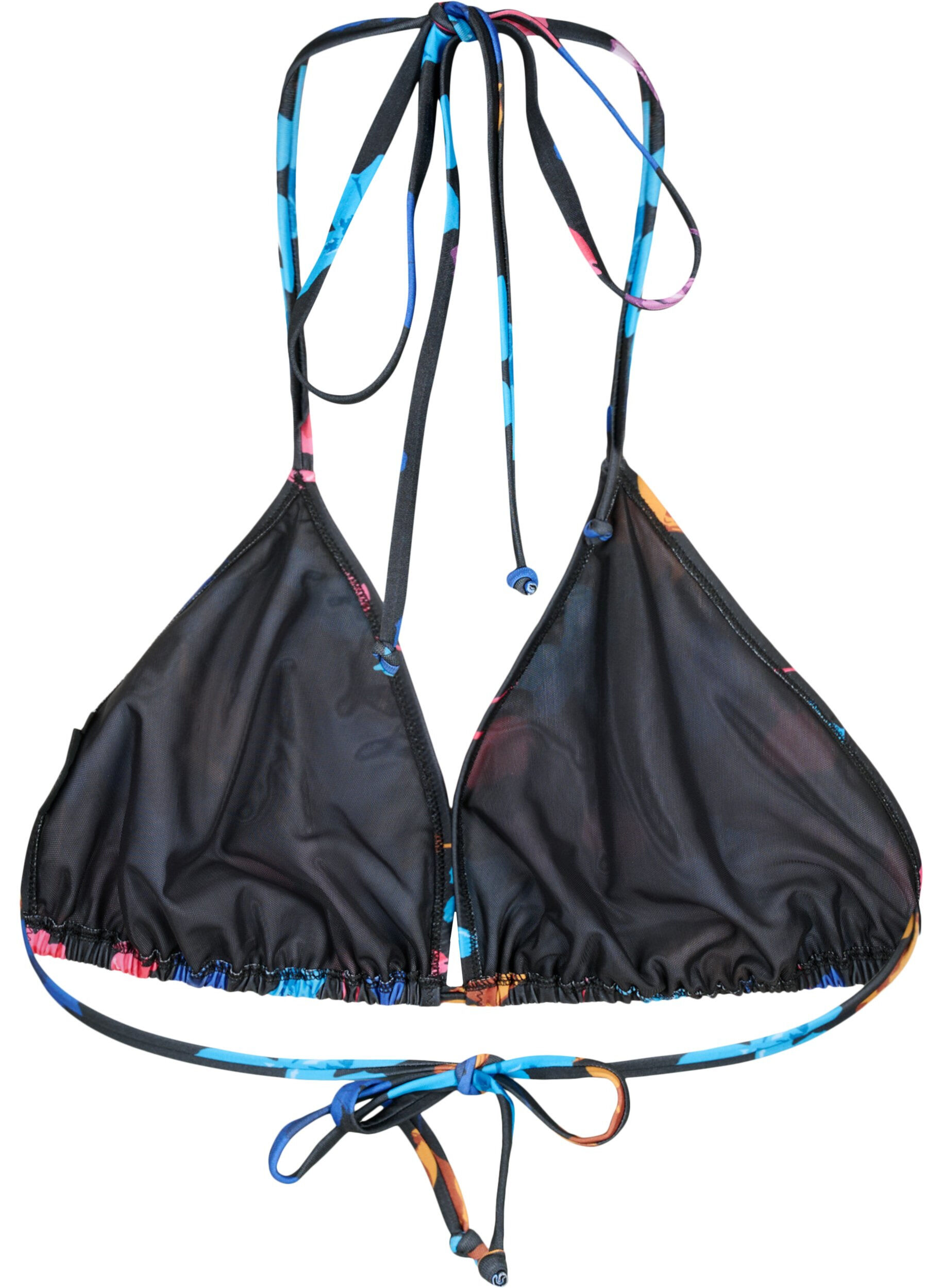 Zizzi Soutien-gorge de bikini triangle avec imprim&eacute;, Noir, Packshot image number 1