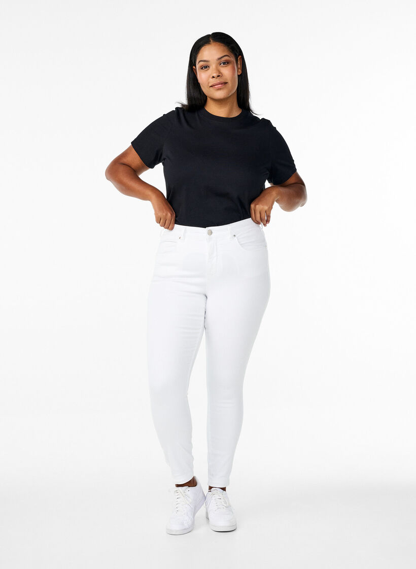 Jean Amy super slim &agrave; taille haute, White, Model image number 0