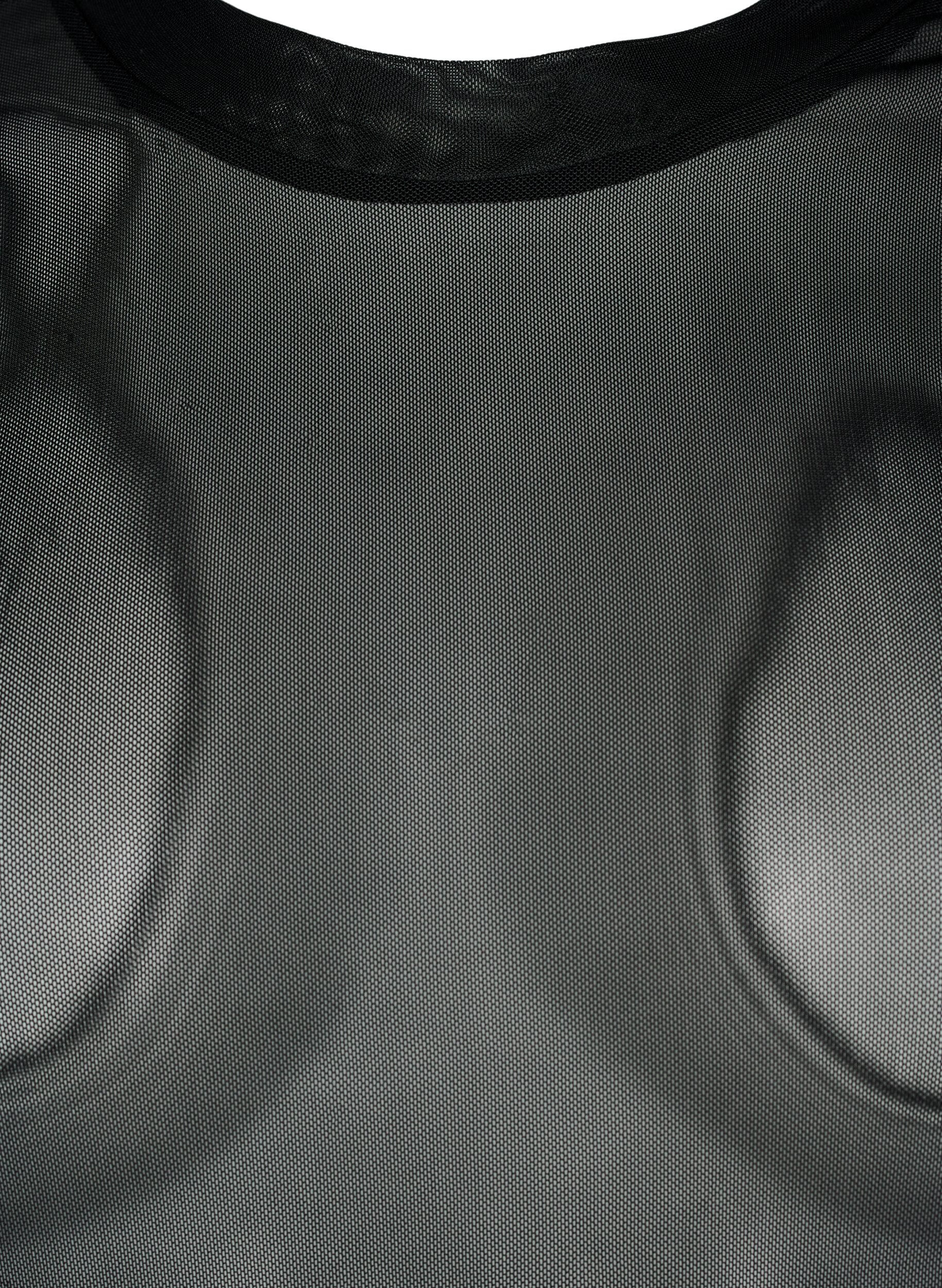 Zizzi Einfarbige Mesh-Bluse, Schwarz, Packshot image number 2