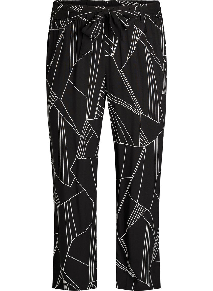 Pantalon taille haute en viscose, Noir, Packshot image number 0