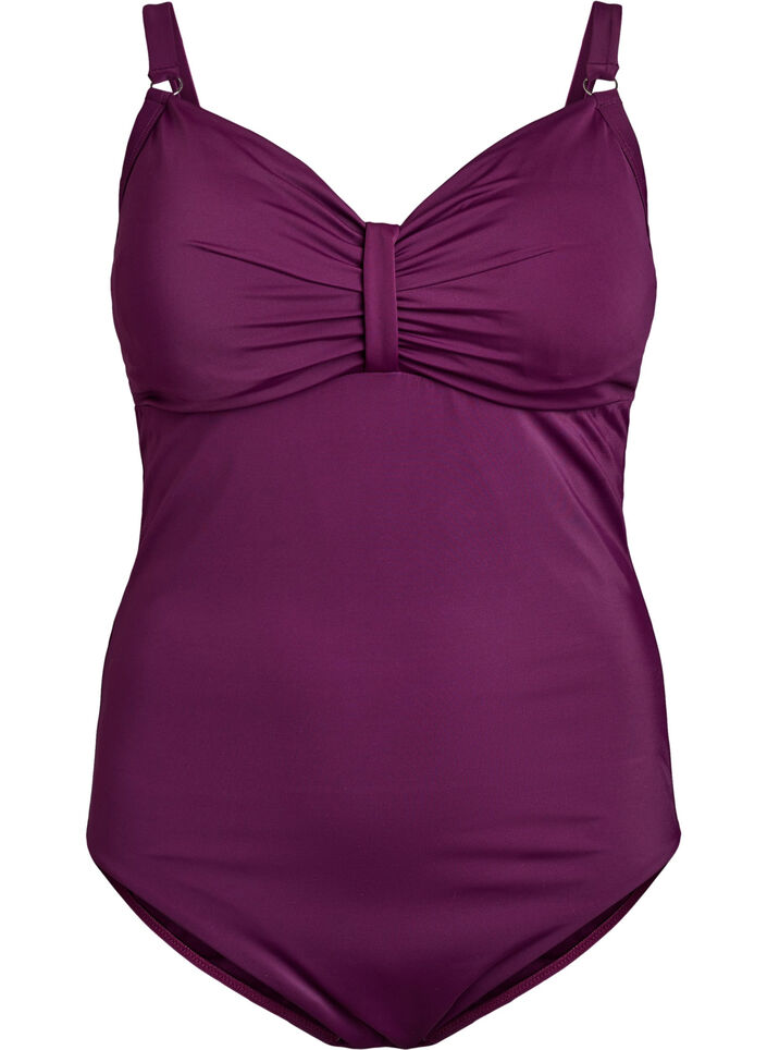Maillot de bain avec armatures et drap&eacute;, Violet, Packshot image number 0
