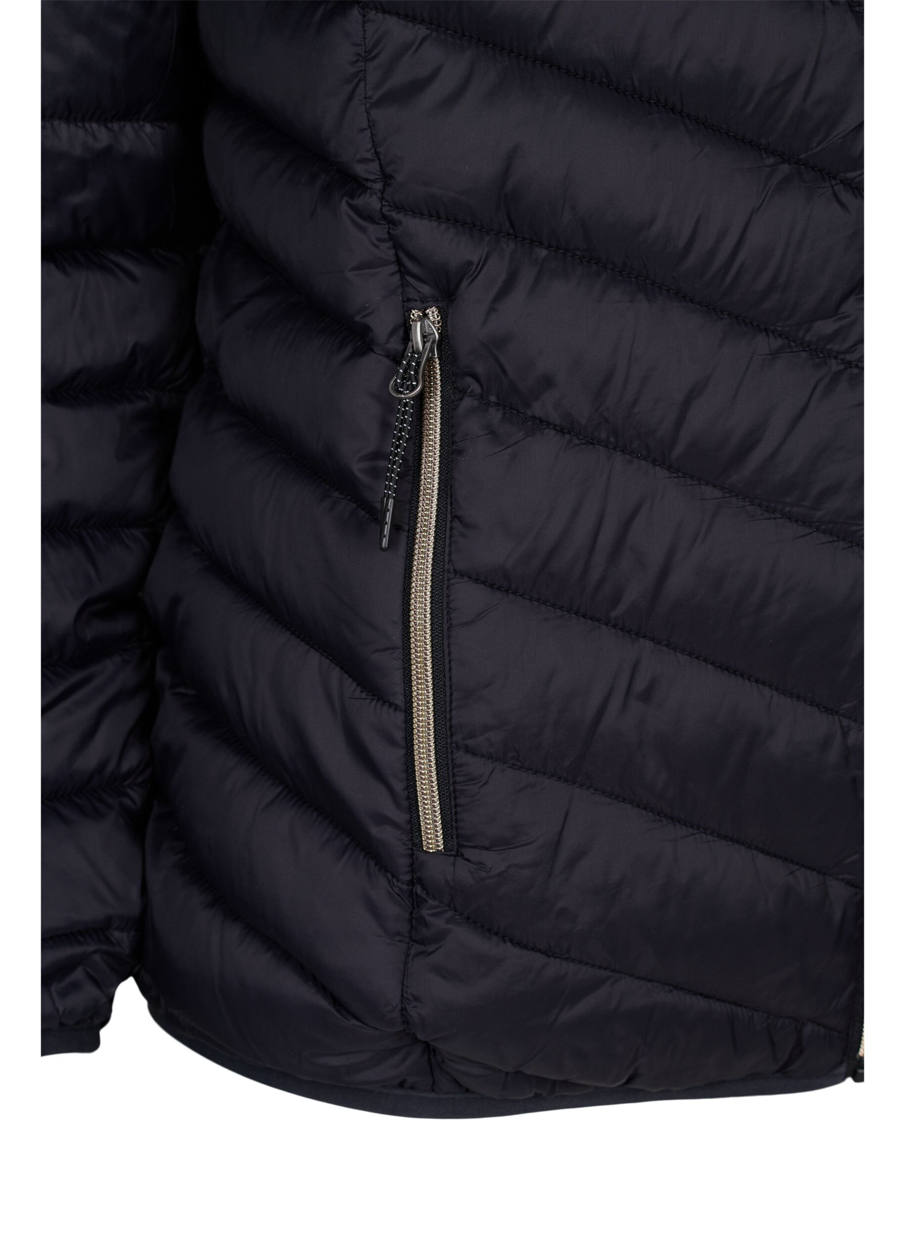 Zizzi Leichte Steppjacke mit Kapuze, Schwarz, Packshot image number 3