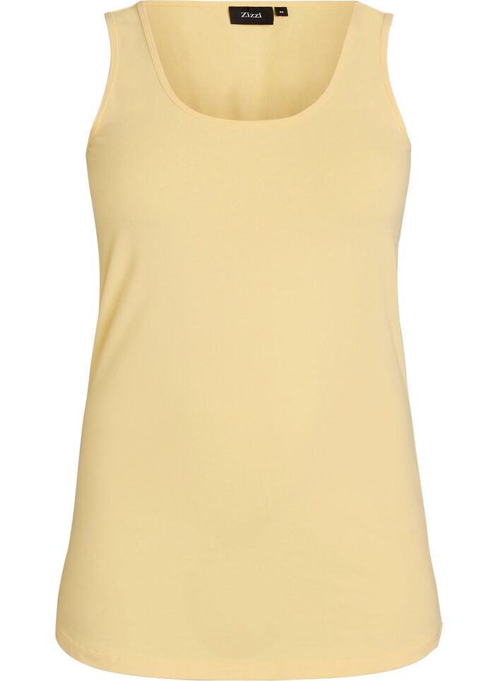 Haut basic uni en coton, Jaune clair, Packshot image number 0
