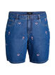 Denim-Shorts mit aufgestickten Blumen, Blau, Packshot image number 0