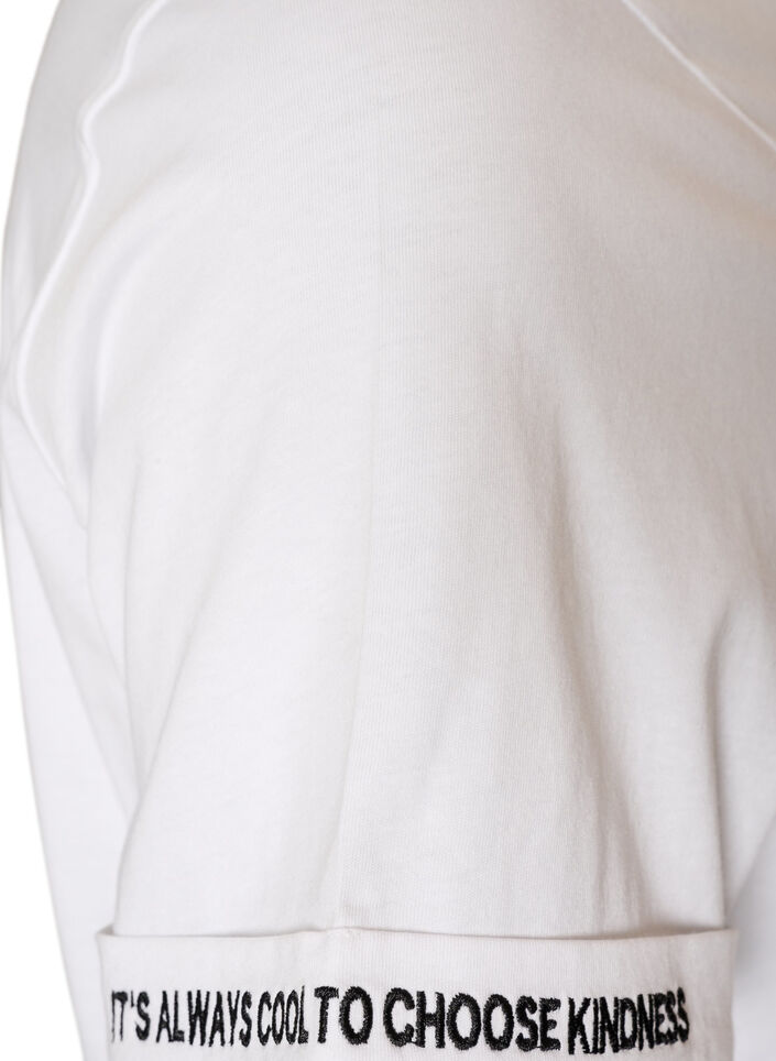 T-shirt en coton avec texte brod&eacute;, Blanc, Packshot image number 3