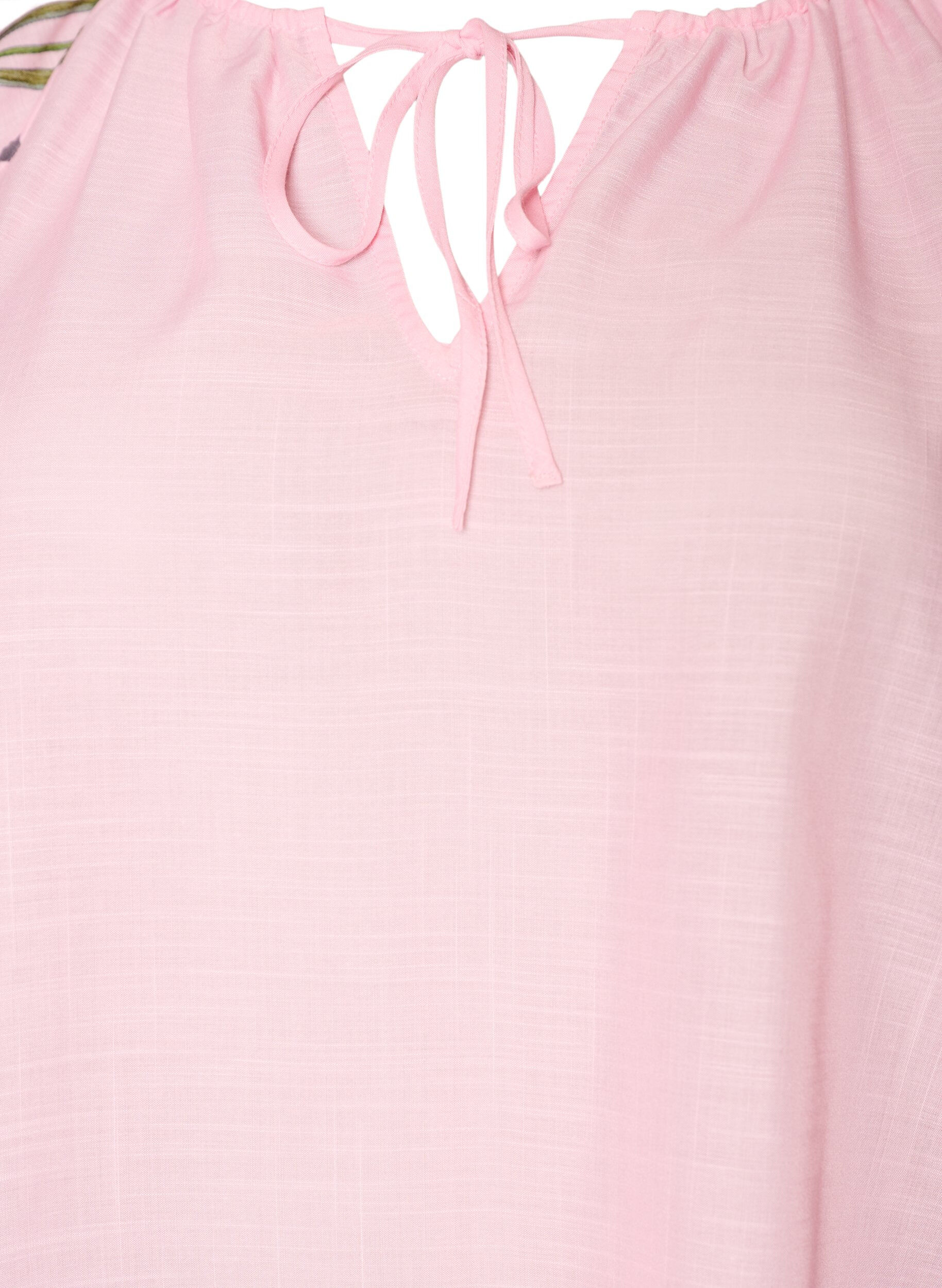 Zizzi Bluse mit Bindedetail und gebl&uuml;mten &Auml;rmeln, Pink, Packshot image number 2