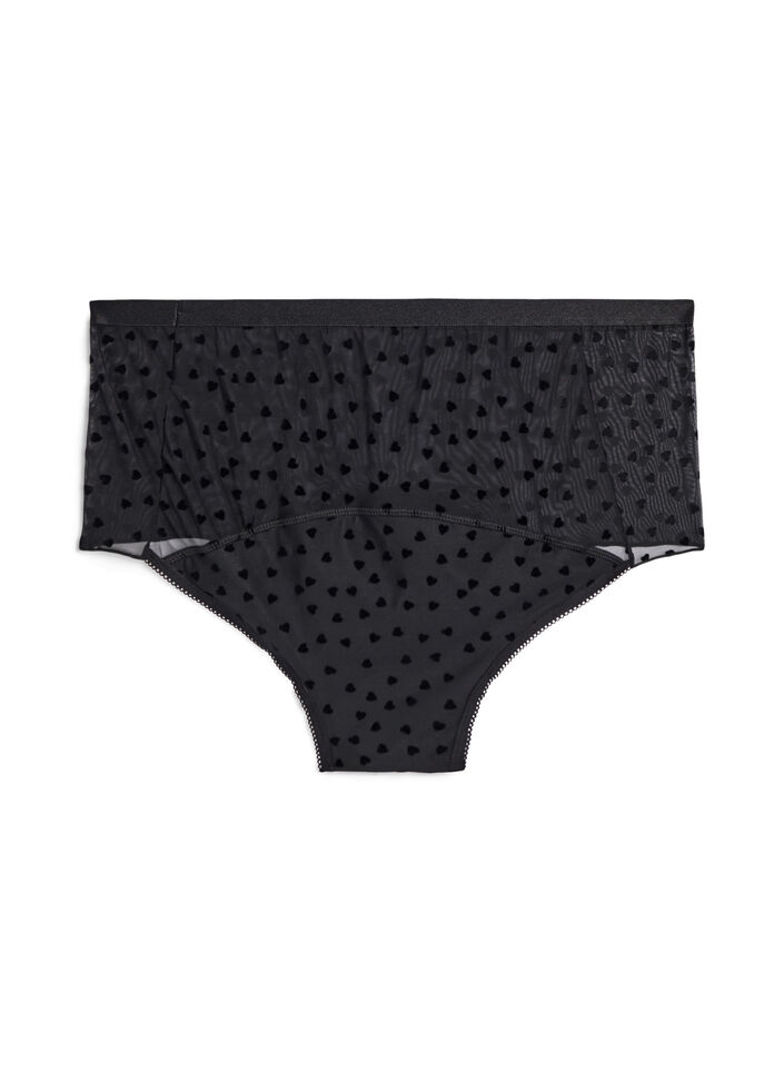 Culotte pour règles en maille avec des motifs de cœur, Noir, Packshot image number 1