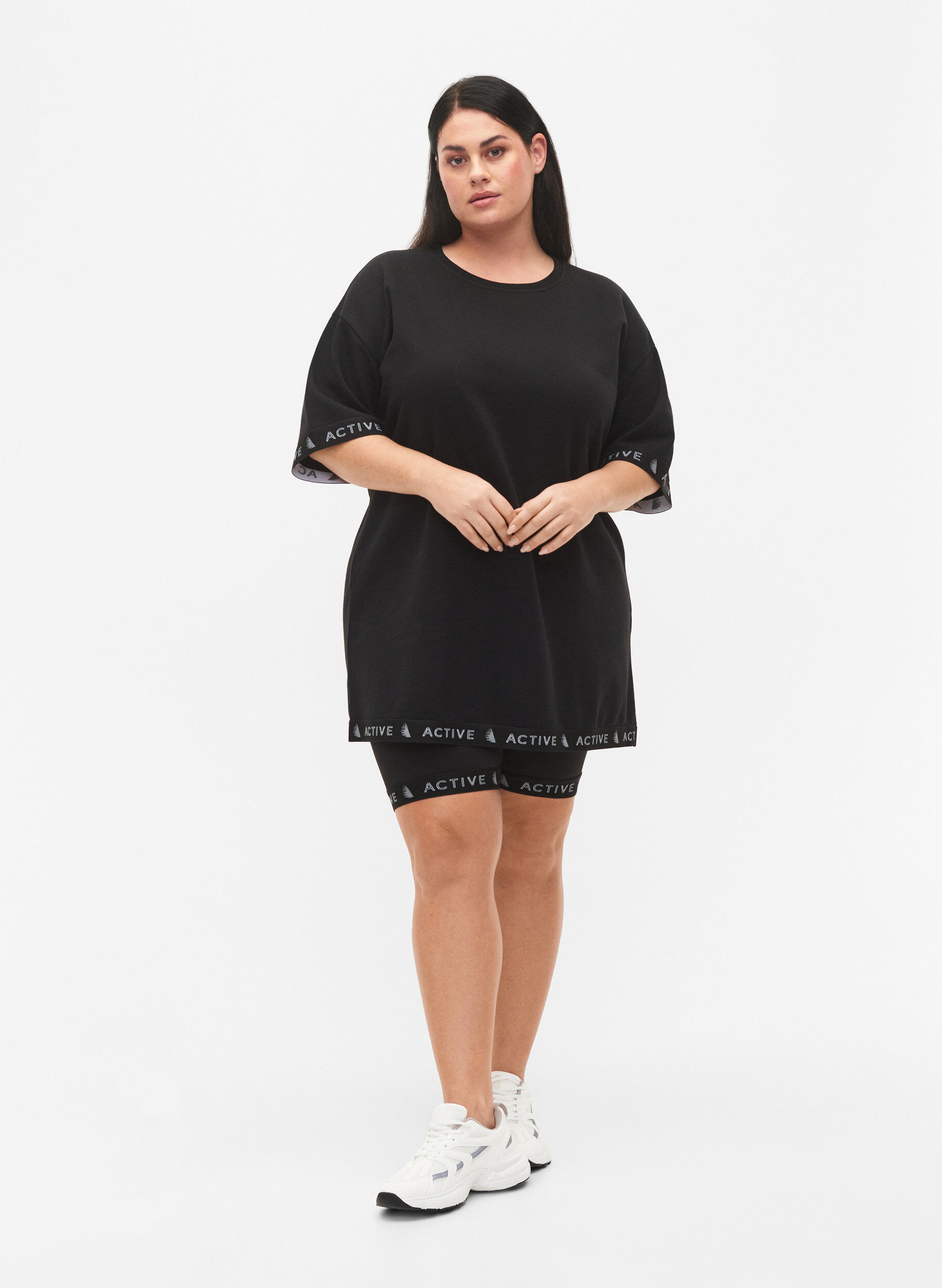 Zizzi Sweatshirt mit 1/2 &Auml;rmeln, Black, Model image number 2