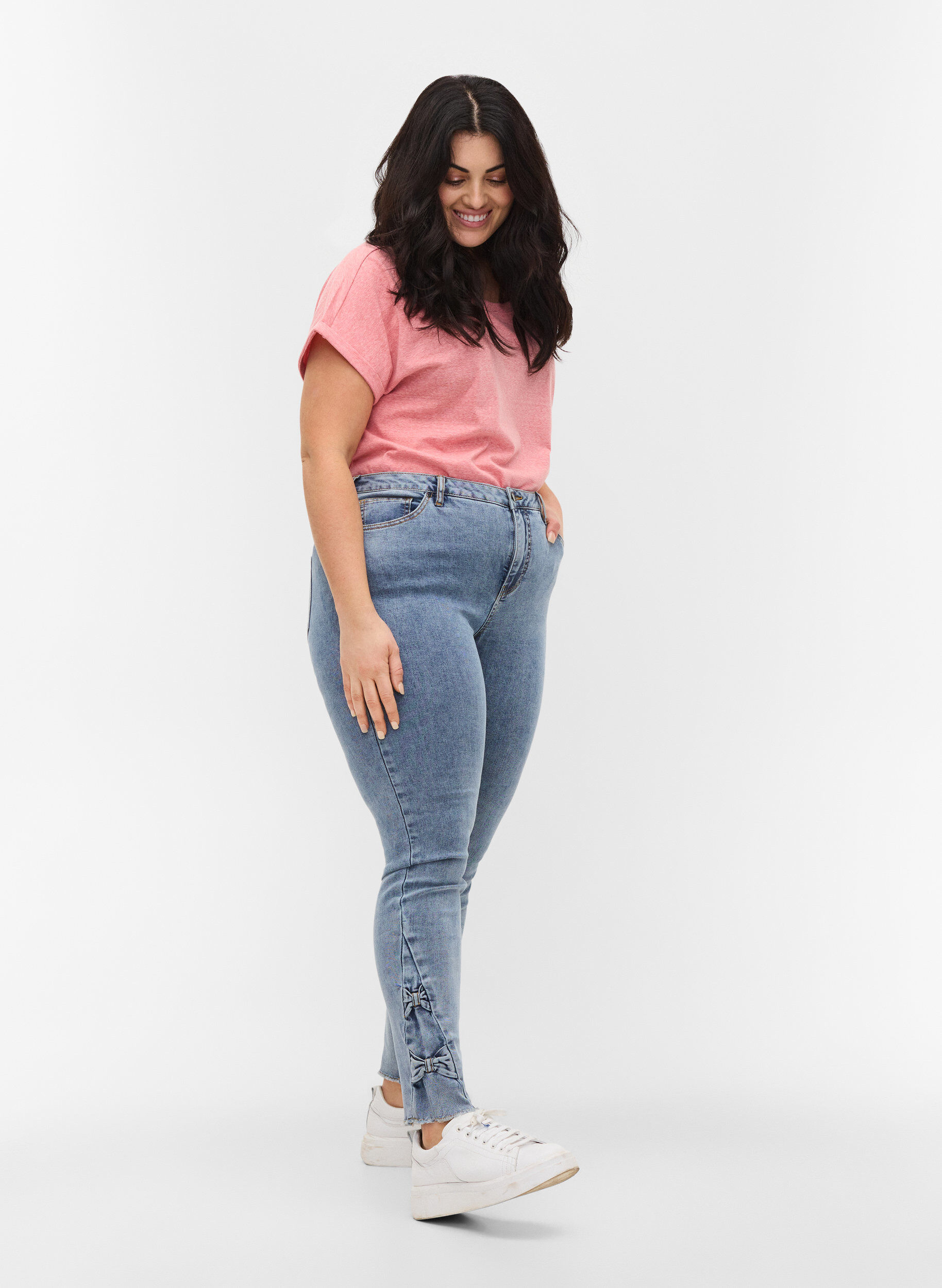 Zizzi Jean Amy avec n&oelig;uds, Light blue, Model image number 0