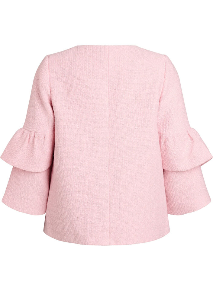 Jacke aus Boucl&eacute; mit R&uuml;schendetails, Pink, Packshot image number 1