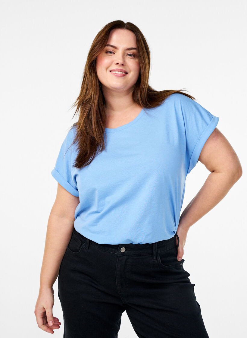 Zwei-Pack T-Shirts mit kurzen &Auml;rmeln, Blau, Model image number 0