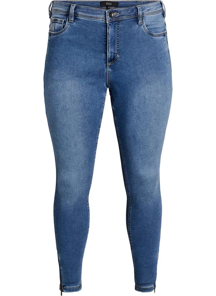 Kurze Amy Jeans mit Rei&szlig;verschlussdetail., Blau, Packshot image number 0