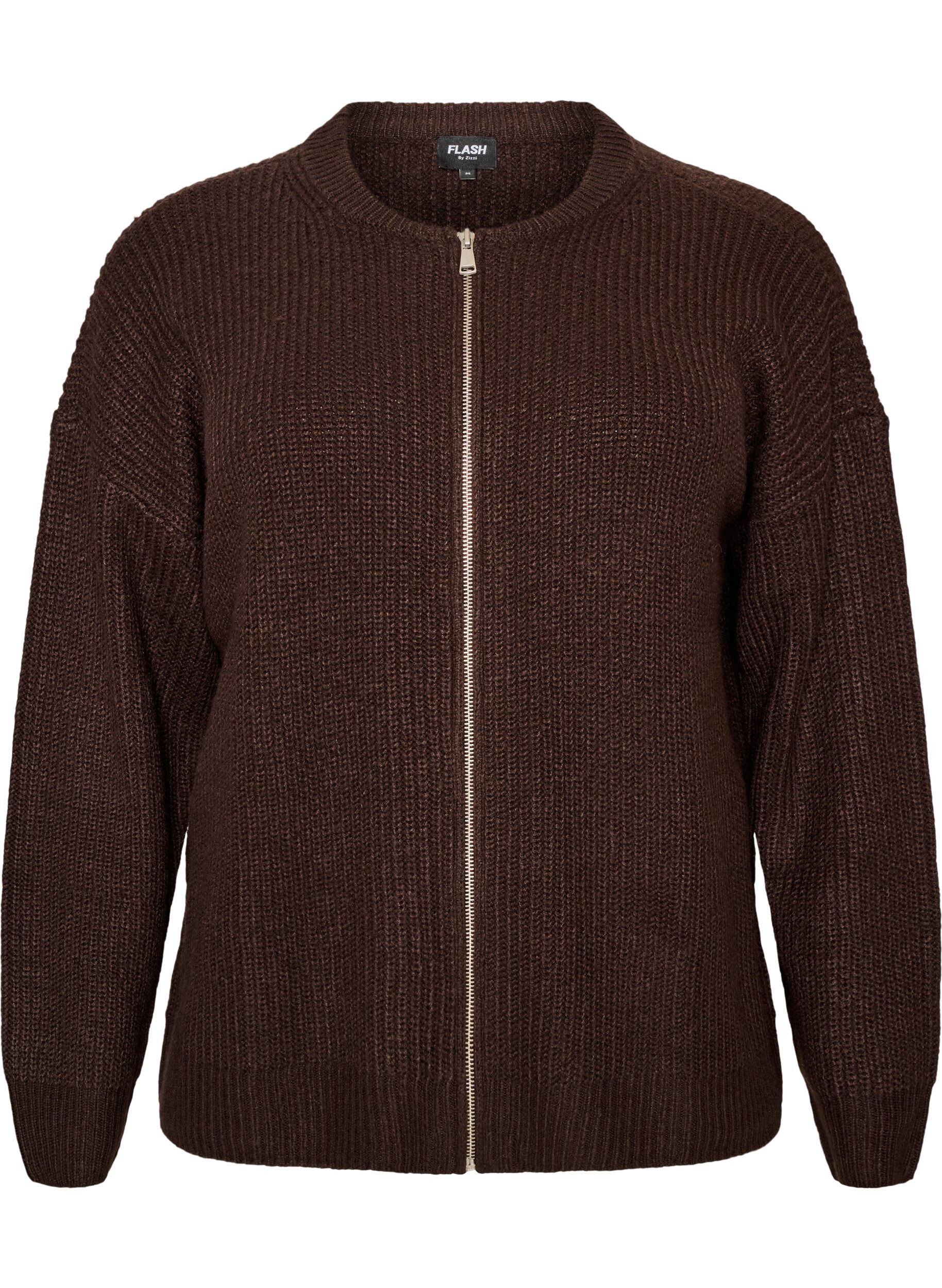 ZizziCardigan en maille avec zip, Marron, Packshot image number 0