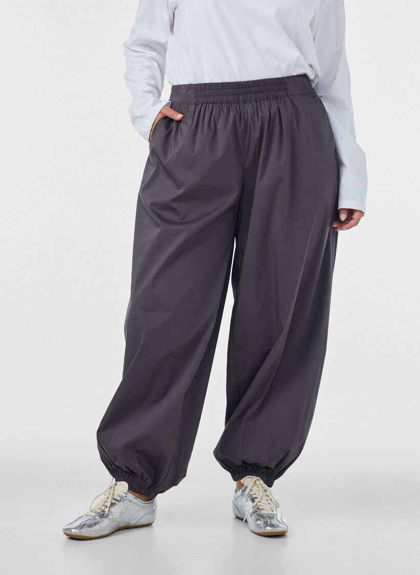 Pantalon ballon avec poches et ceinture &eacute;lastique, Gris anthracite, Model image number 2