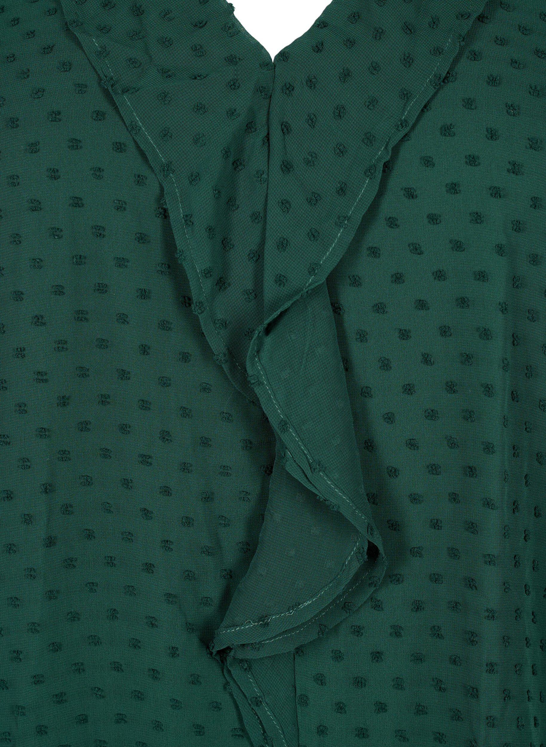 Zizzi Bluse mit R&uuml;schen und gepunkteter Textur, Scarab, Packshot image number 2