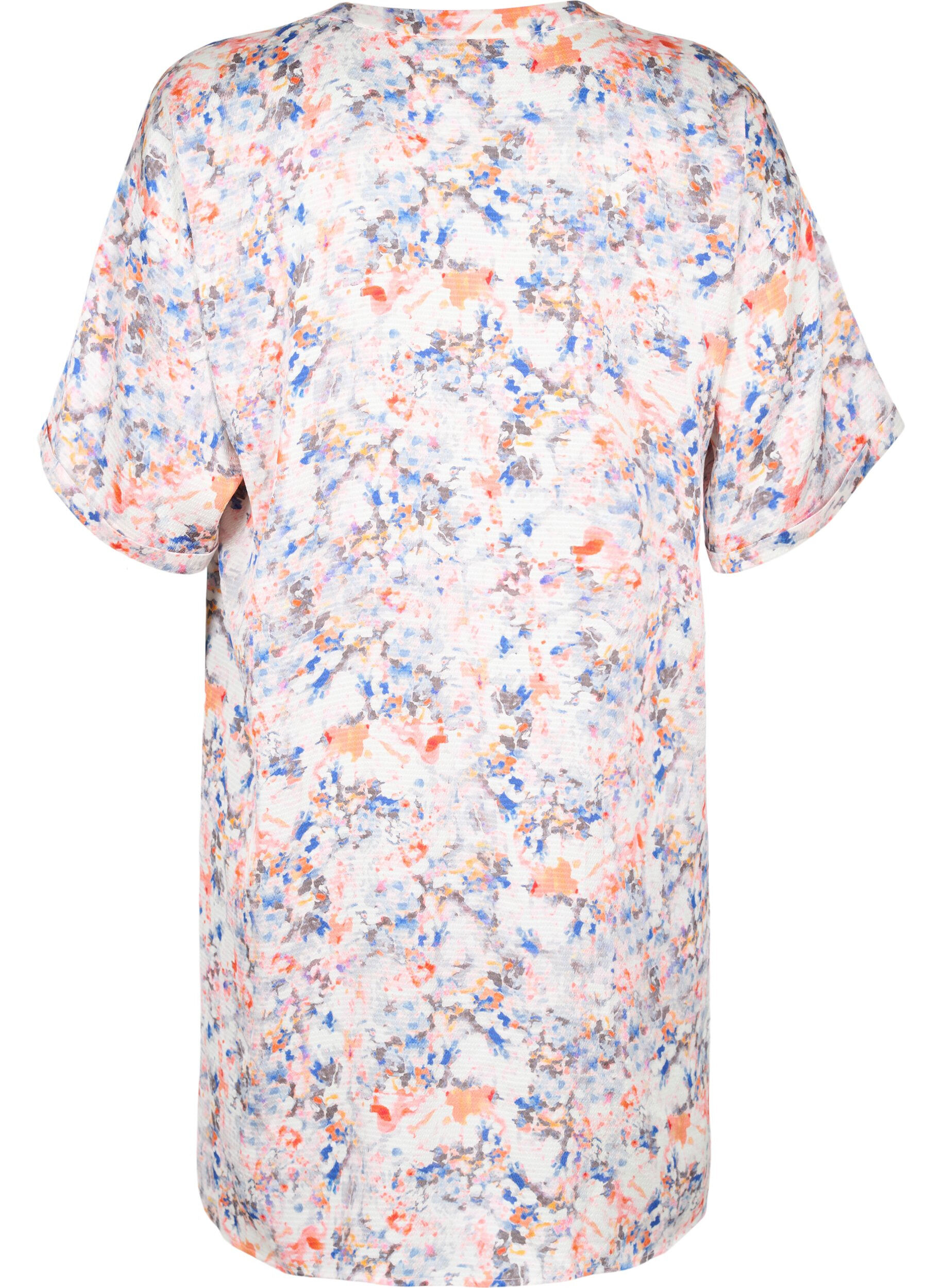 Zizzi Robe chemise imprim&eacute;e avec fermeture &agrave; boutons, B.White graphic AOP, Packshot image number 1