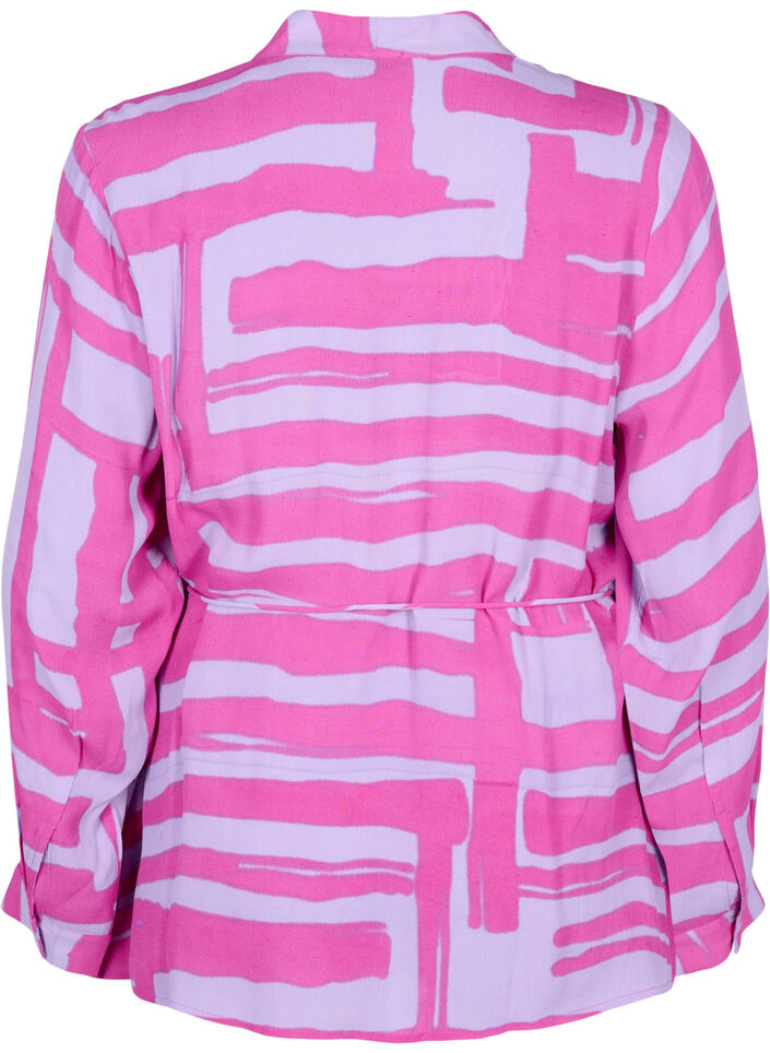 Bedruckte Wickelbluse aus Viskose, Rose Violet AOP, Packshot image number 1