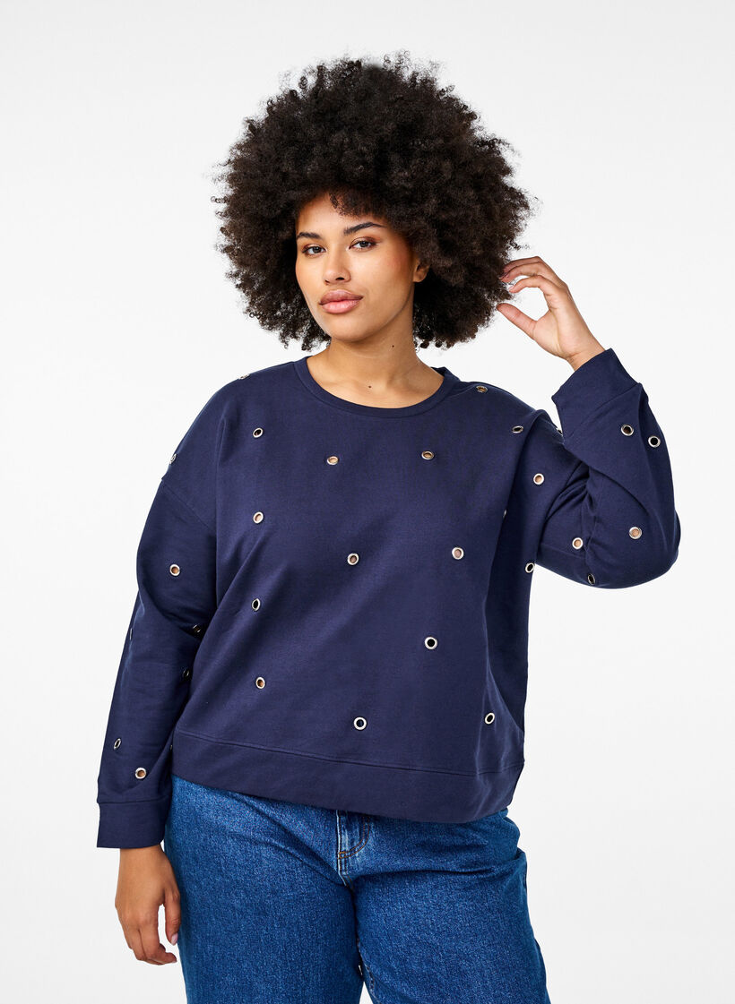 Sweatshirt mit Ösen, Blau, Model image number 0