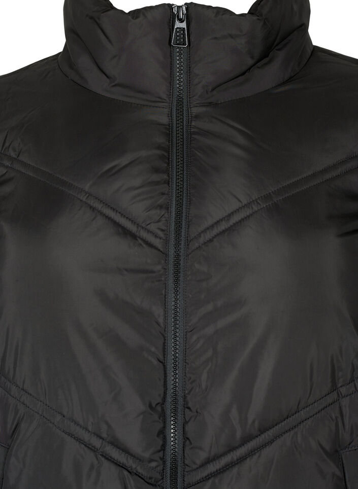 Kurze Puffer-Winterjacke mit Taschen, Black, Packshot image number 2
