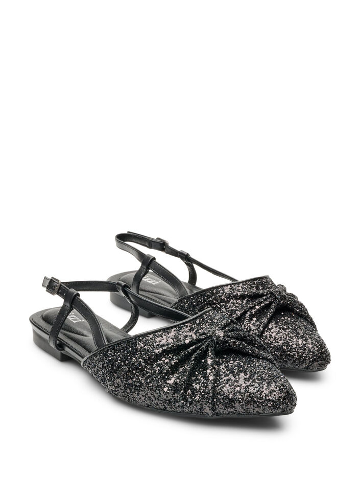 Glitzer-Slingback mit Schleifendetail, Schwarz, Packshot image number 1