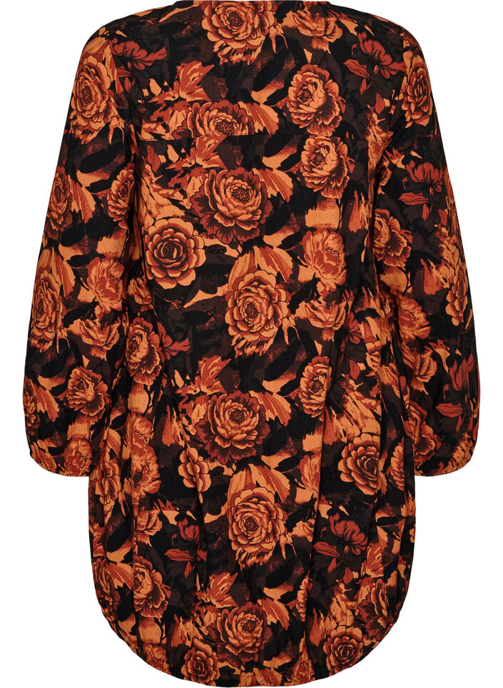 Robe courte en coton avec un ourlet &eacute;lastique et des manches longues, Noir, Packshot image number 1