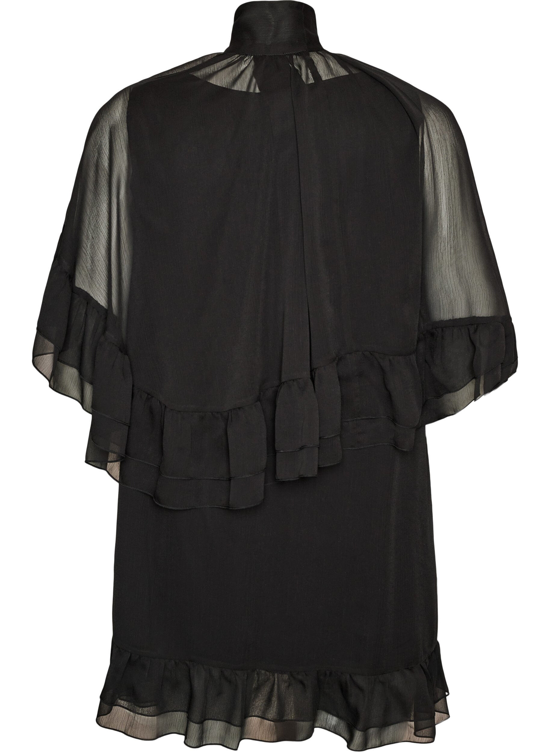ZizziRobe sans manches avec cape en mousseline, Noir, Packshot image number 1