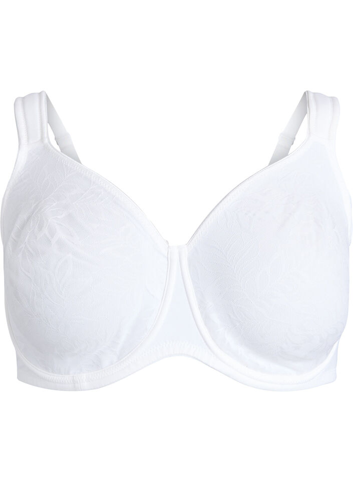 Soutien-gorge confort avec superposition en dentelle et bonnets moul&eacute;s, Blanc, Packshot image number 0