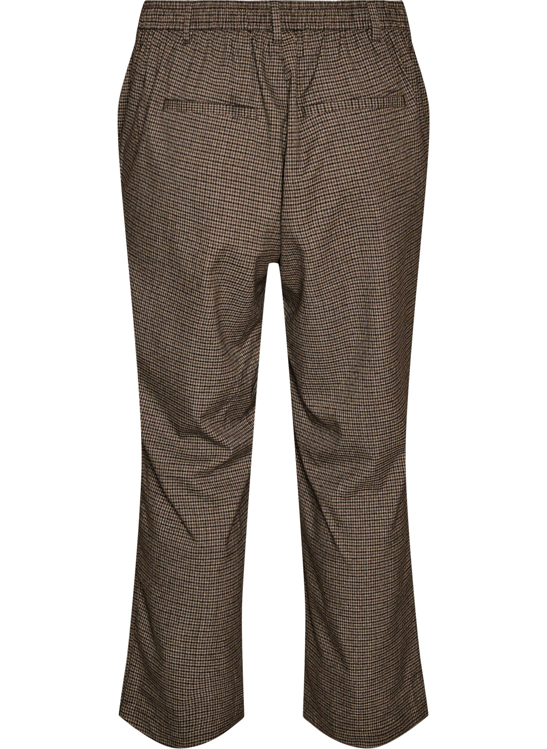 ZizziPantalon droit &agrave; petits carreaux, Marron, Packshot image number 1