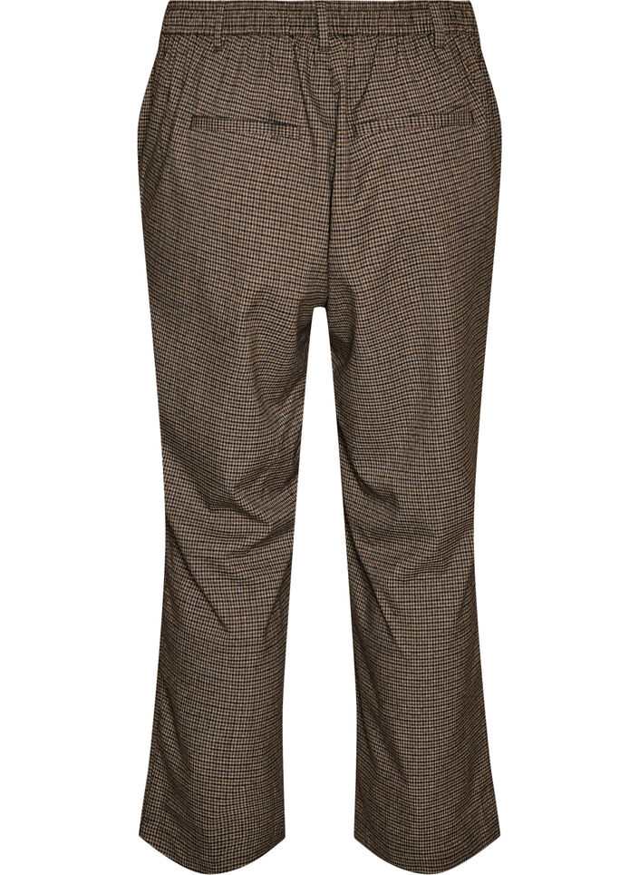 Pantalon droit &agrave; petits carreaux, Marron, Packshot image number 1